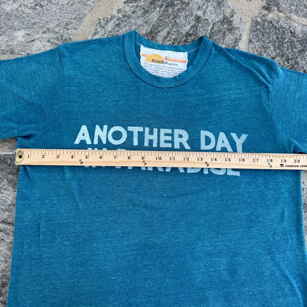 Mens Aviator Nation Another Day In Paradise White Lettering Blue T Shirt - Picture 3 of 7